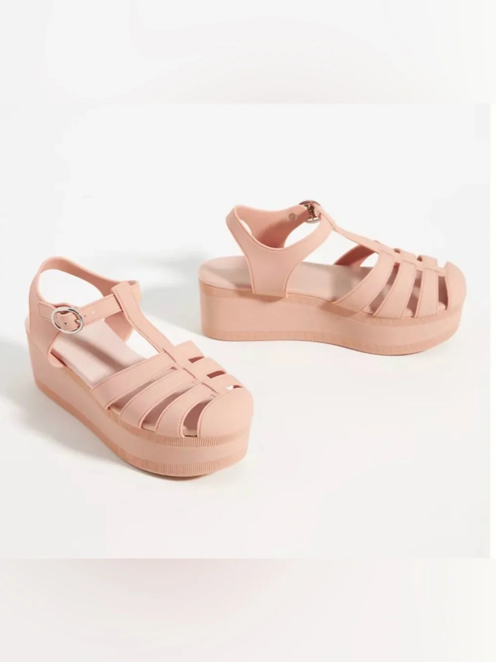 Jeffrey Campbell Candied fisherman chunky platform jelly sandals size 9 Blush